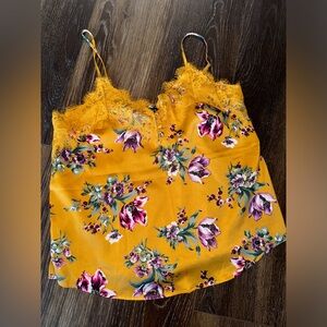 Floral Lace Trimmed Camisole Top
